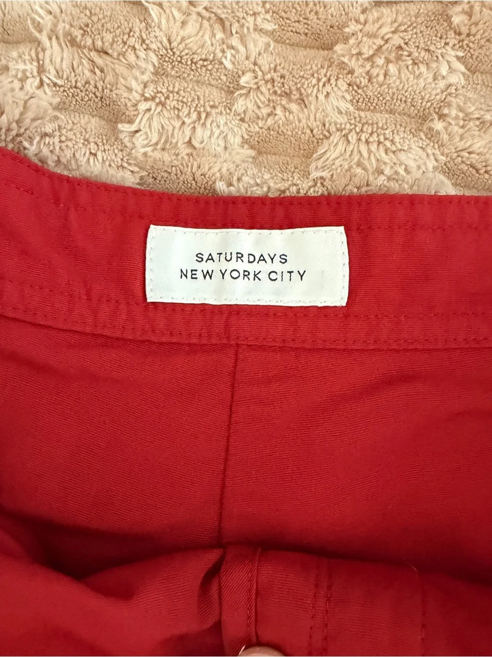 Saturdays New York City Red Swim Shorts with White Stripe